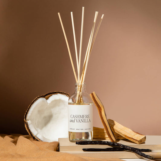 Cashmere and Vanilla Clear Reed Diffuser- Gifts, Home Decor