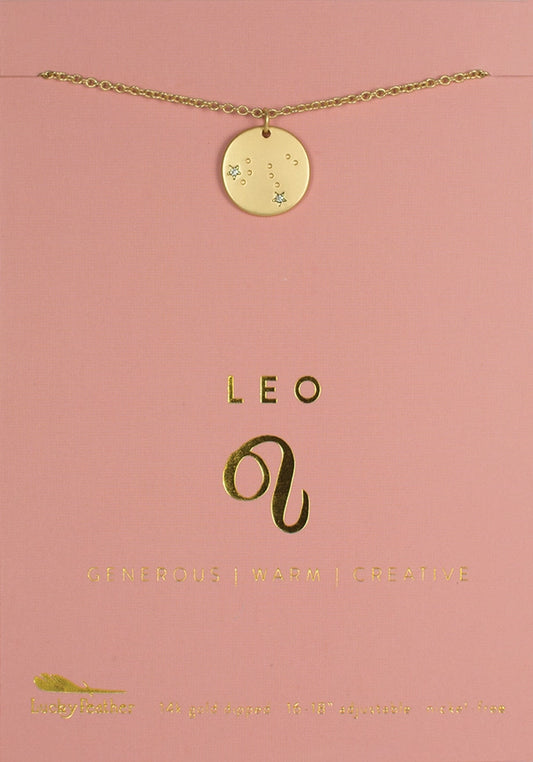 Zodiac Necklace - Gold - Leo (July 23-Aug 22)