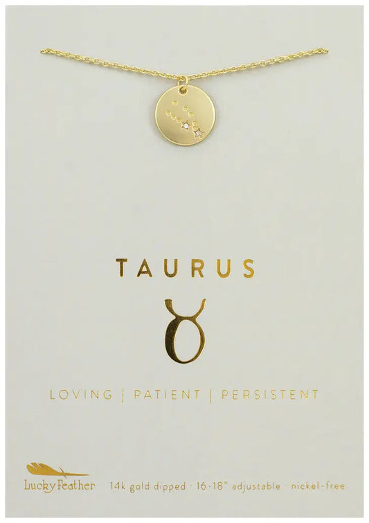 Zodiac Necklace - Gold - Taurus (Apr 20-May 20)