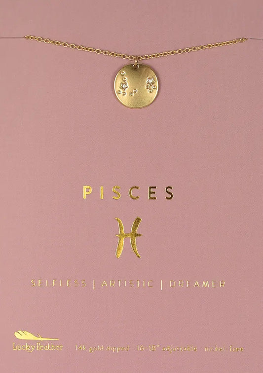 Zodiac Necklace - Gold - Pisces (Feb 19-Mar 20)